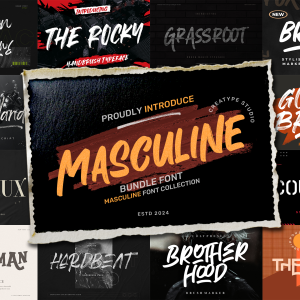 Masculine Edition Font Bundle Preview Image